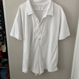 buttoned beach towel material romper